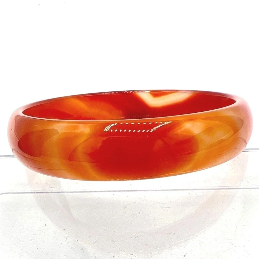 Bangle Bracelet Carnelian Agate Marbled‎ Translucent Sz 8 .5